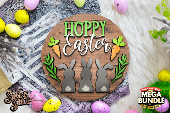Download Hoppy Easter Bunnies | SVG Round Sign - Svg Collection