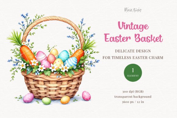 Download Basket with Easter Eggs &amp; Spring Flowers - Premium Resources