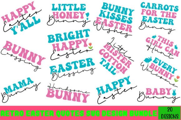 Download Retro Easter Quotes Svg Design Bundle - Svg Collection