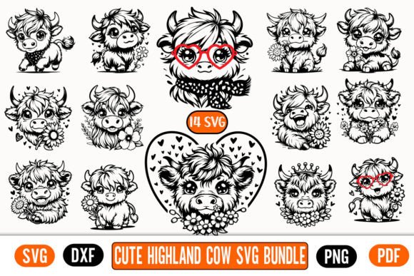 Download Highland Cow Svg, Png, DXF Bundle Cricut - Dxf Collection