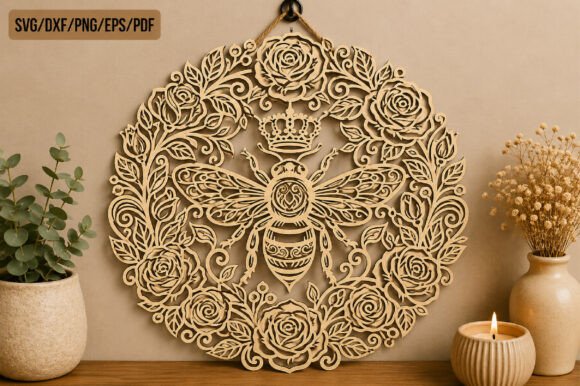 Download Laser Cut Bee Wreath Wall Art SVG Bundle - Svg Collection