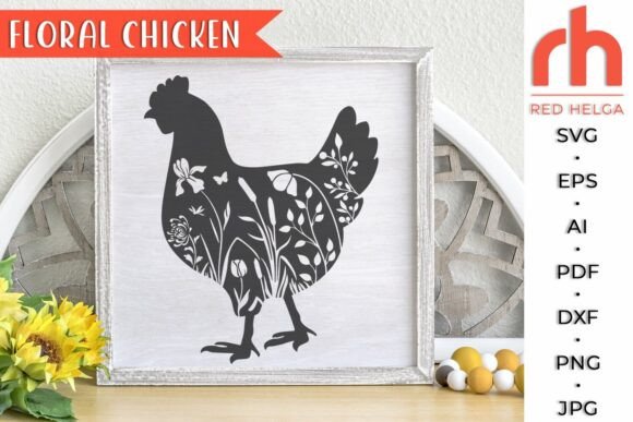 Download Floral Chicken SVG, Flower Animal DXF - Dxf Collection