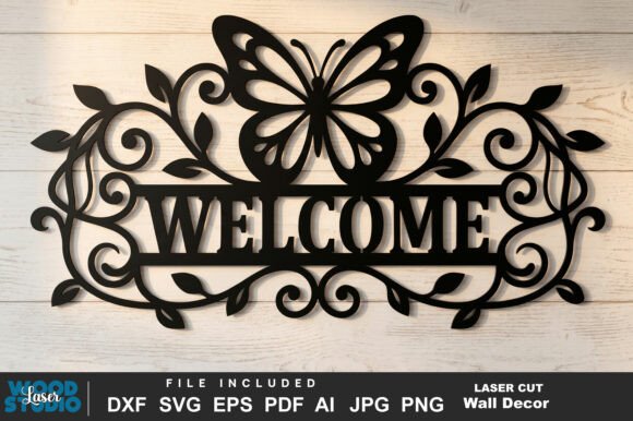 Download Butterfly Welcome Sign Laser Cut SVG - Svg Collection