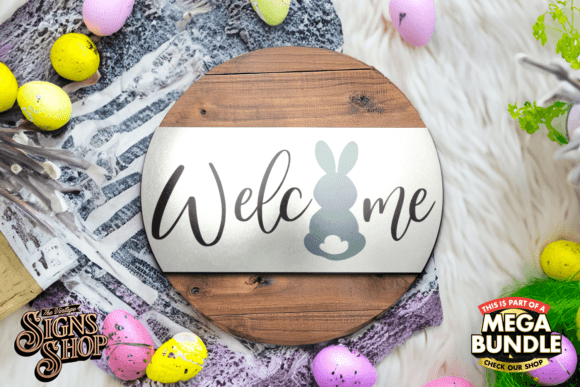 Download Welcome Bunny | SVG Easter Round Sign - Svg Collection