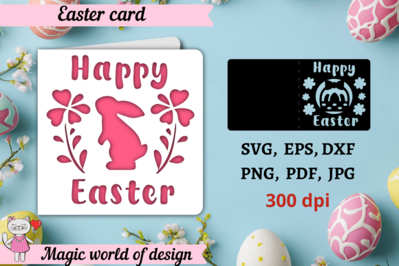 Download Happy Easter Card Svg, Bunny with Flower - Svg Collection