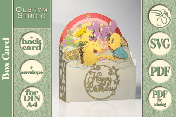 Download Magical Unicorns Happy Birthday Card SVG - Svg Collection