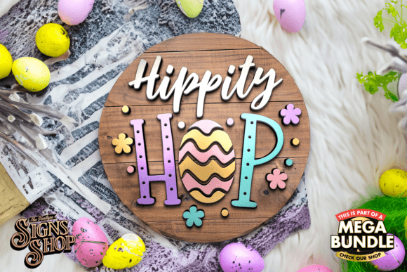 Download Hippity Hop | SVG Easter Round Sign - Svg Collection