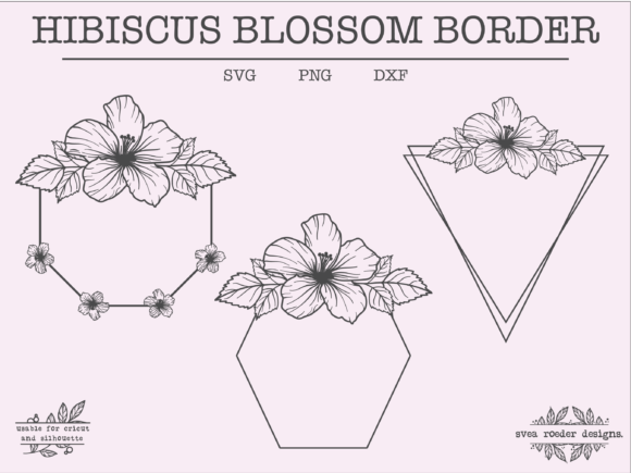 Download 3 Hibiscus Wreath Lineart Svg | Wildflo - Svg Collection