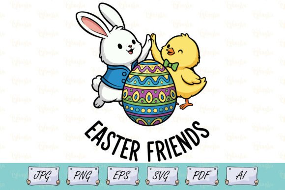 Download Kids Easter Bunny and Chick Friends SVG - Svg Collection