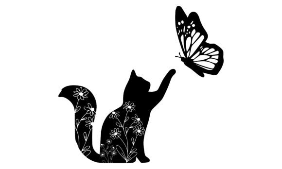 Download Cat Butterfly SVG Silhouette - Svg Collection
