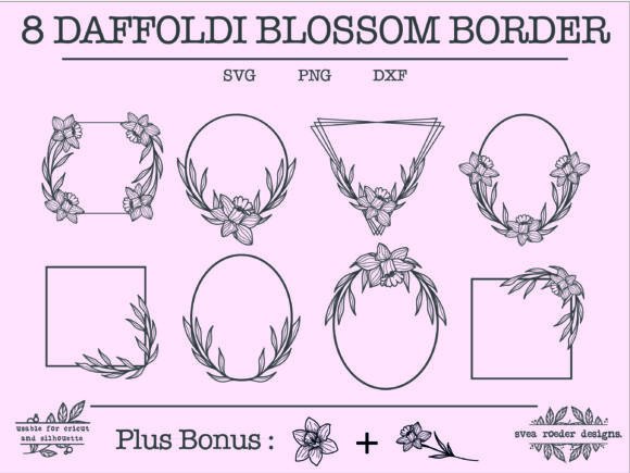 Download 8 Daffoldi Wreath Lineart Wildflower Svg - Svg Collection