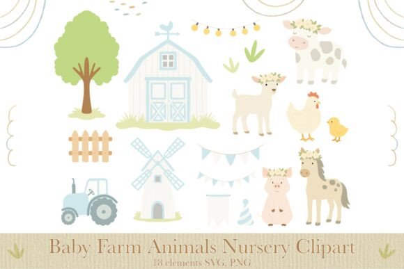Download Cute Farm Animals Nursery Clipart SVG - Svg Collection
