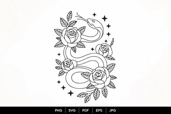 Download Snake and Roses Gothic Floral SVG - Svg Collection