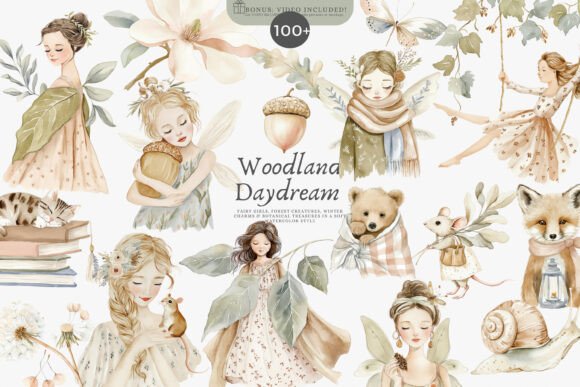 Download Fairy Girls Forest Animals Clipart Set - Premium Resources