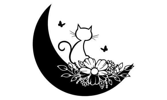 Download Cat Moon Butterfly SVG Silhouette File - Svg Collection