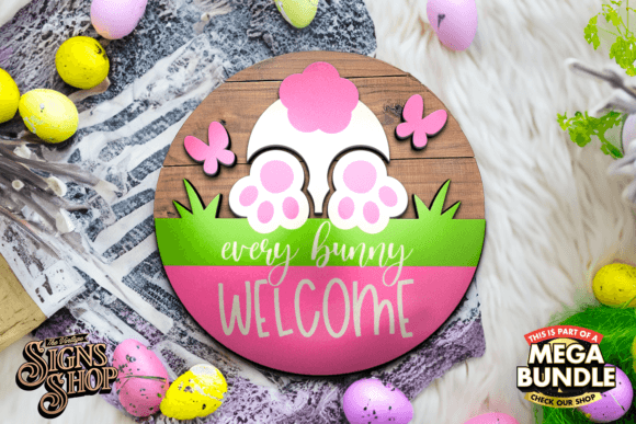 Download Every Bunny Welcome | SVG Round Sign - Svg Collection