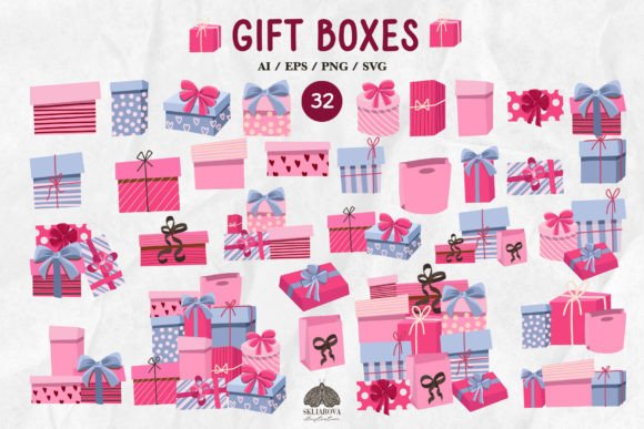 Download Pink Present Boxes SVG PNG EPS Clipart - Svg Collection